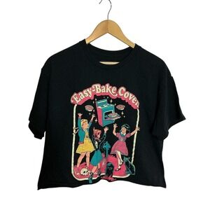 Creepy Co Easy-Bake Coven Large Black Halloween Cropped Tee Witchy Goth